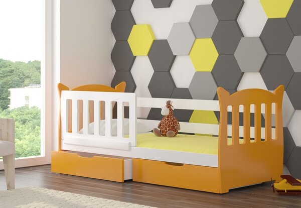 Detská posteľ Lekra, biela / oranžová + matrace ZADARMO!