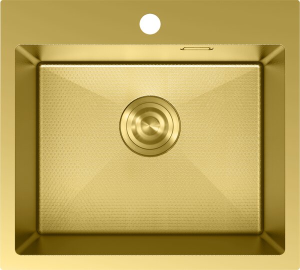 Mexen Solix, 1-komorový nerezový drez 500 x 450 mm, brúsená zlatá, vzor voština, 6402501000-55HC