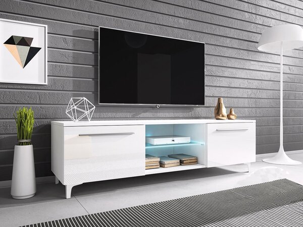 Mirjan24 TV stolík Cleo XIII-W, Farby: biela / šedý lesk 5902928368697