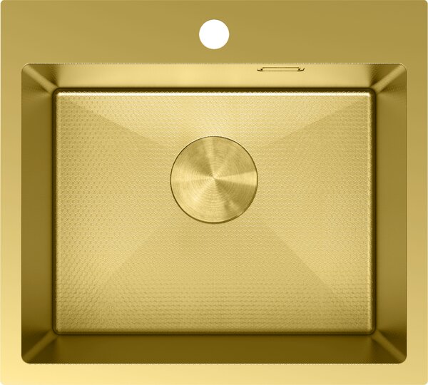 Mexen Solix, 1-komorový nerezový drez 500 x 450 mm, brúsená zlatá, vzor voština, 6402501000-55HC