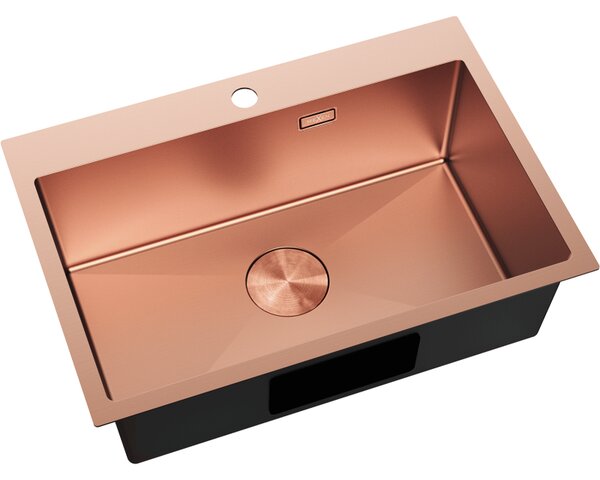 Mexen Solix, 1-komorový nerezový drez 650 x 450 mm, brúsená meď, 6403651000-65