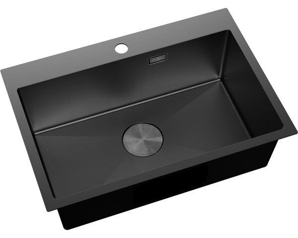 Mexen Solix, 1-komorový nerezový drez 650 x 450 mm, čierna, vzor voština, 6403651000-70HC