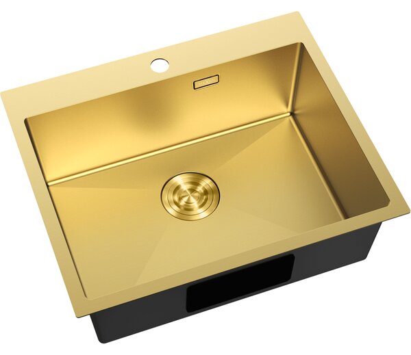 Mexen Solix, 1-komorový nerezový drez 600 x 500 mm, brúsená zlatá, 6408601000-55