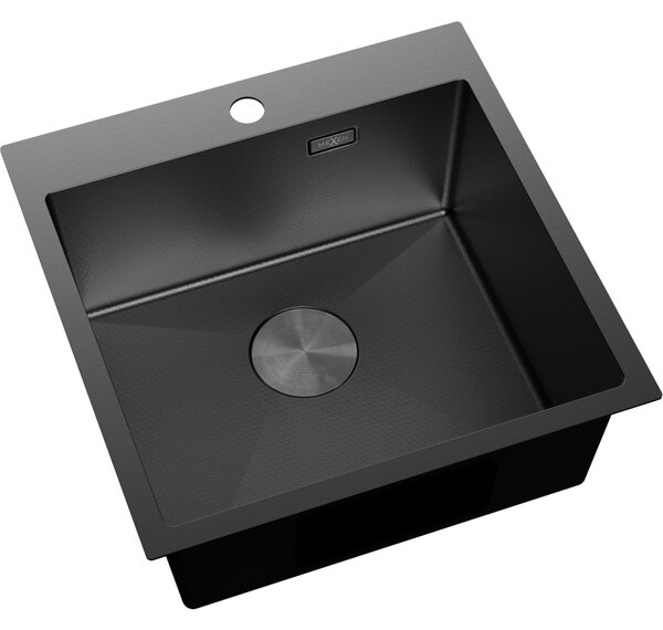 Mexen Solix, 1-komorový nerezový drez 500 x 500 mm, čierna, vzor voština, 6407501000-70HC