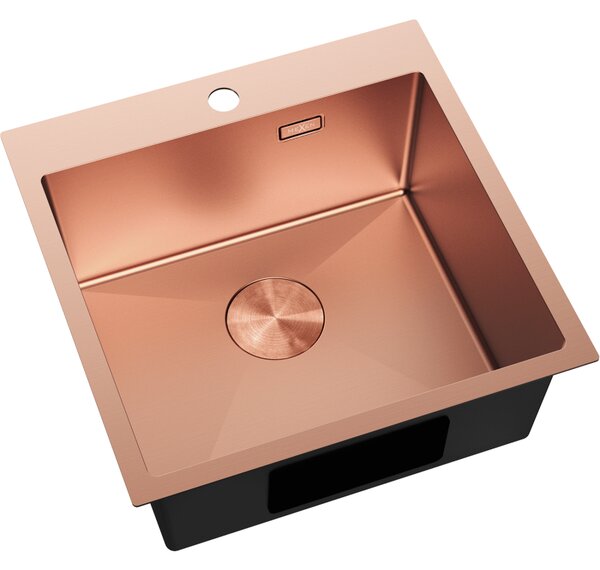 Mexen Solix, 1-komorový nerezový drez 500 x 500 mm, brúsená meď, 6407501000-65