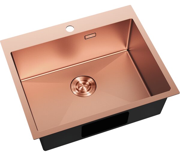 Mexen Solix, 1-komorový nerezový drez 600 x 500 mm, brúsená meď, 6408601000-65