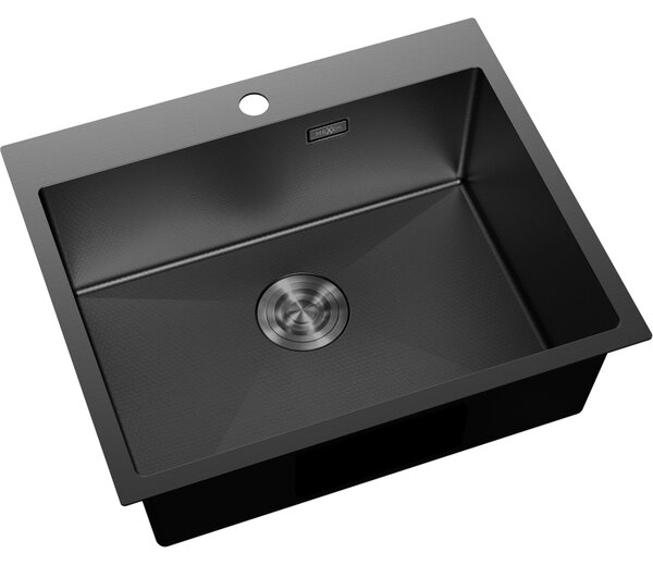 Mexen Solix, 1-komorový nerezový drez 600 x 500 mm, čierna, vzor voština, 6408601000-70HC