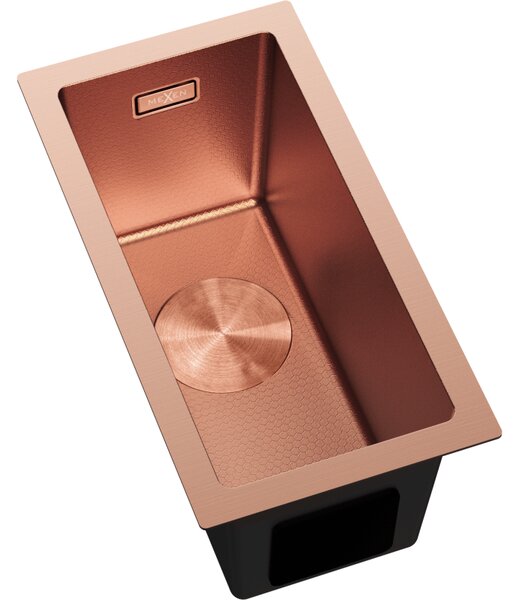 Mexen Trixo, 1-komorový nerezový drez 230 x 440 mm, brúsená meď, vzor voština, 6411221000-65HC
