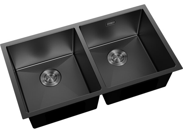 Mexen Binox, 2-komorový nerezový drez 800 x 450 mm, čierna, 6421802000-70