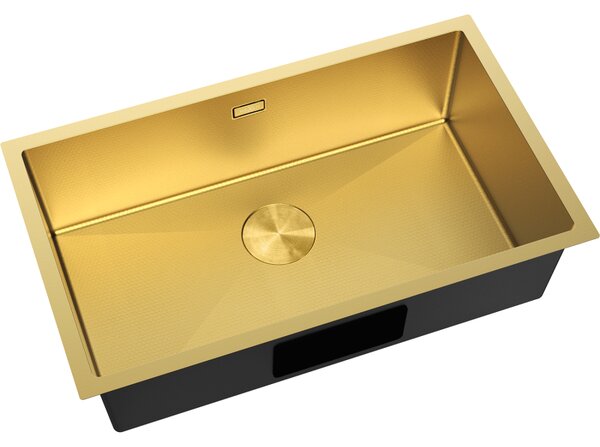 Mexen Trixo, 1-komorový nerezový drez 750 x 440 mm, brúsená zlatá, vzor voština, 6415751000-55HC