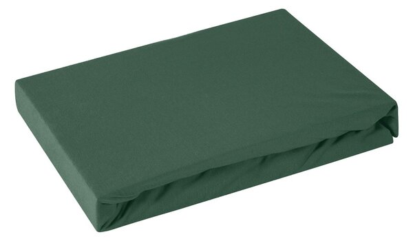 Zelená bavlnená jersey posteľná plachta 140x200+30 cm