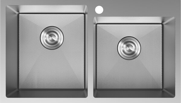 Mexen Xorin, 2-komorový nerezový drez 780 x 450 mm, brúsená oceľ, vzor voština, 6441782000-01HC