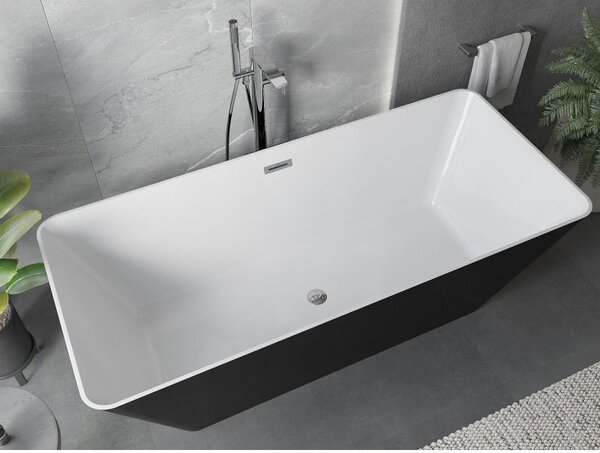 Mexen Velo Slim, voľne stojaca vaňa 170 × 75 cm, biela-čierna, 52811707575-SS