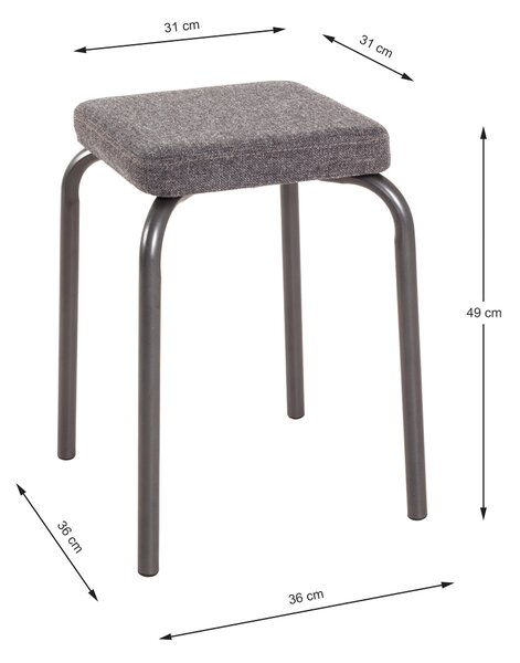 STOHOVATEĽNÝ STOLČEK, kov, textil, 36/49/36 cm Carryhome - Kreslá