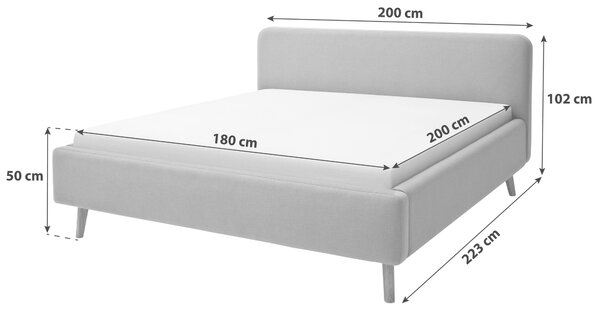 ČALÚNENÁ POSTEĽ, 180/200 cm, svetlosivá Livetastic - Online Only spálne, Online Only