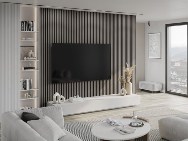 Mexen Lam-F, akustické stenové lamely 275 × 30 cm, plstený podklad 8 mm, technická dyha, dub oceľový, S105-275307-3015-006