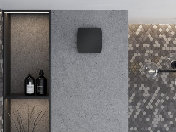 Mexen AXS, kúpeľňový ventilátor so spätnou klapkou, priemer 120 mm, čierna matná, W9601-125-70