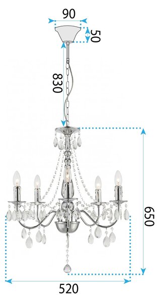 Toolight Toolight, stropné svietidlo 5xE14, EBT014-5CP, chróm, OSW-01249