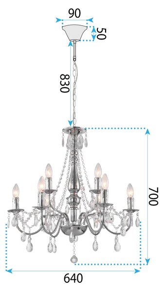 Toolight Toolight, stropné svietidlo 9xE14, EBT016-9CP, chróm, OSW-01231