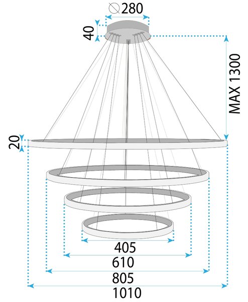 Toolight Toolight, závesná lampa 100cm, LHJ009-CP4, zlatá, OSW-50072