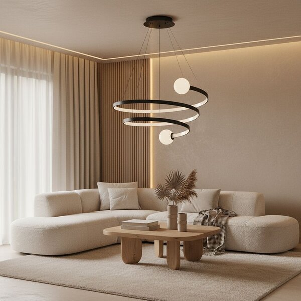 Toolight Toolight, LED závesné svietidlo, 60W, 3000K, LHJ029-CP, čierna, OSW-50047