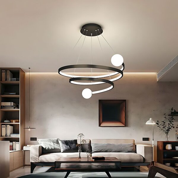 Toolight Toolight, LED závesné svietidlo, 60W, 3000K, LHJ029-CP, čierna, OSW-50047