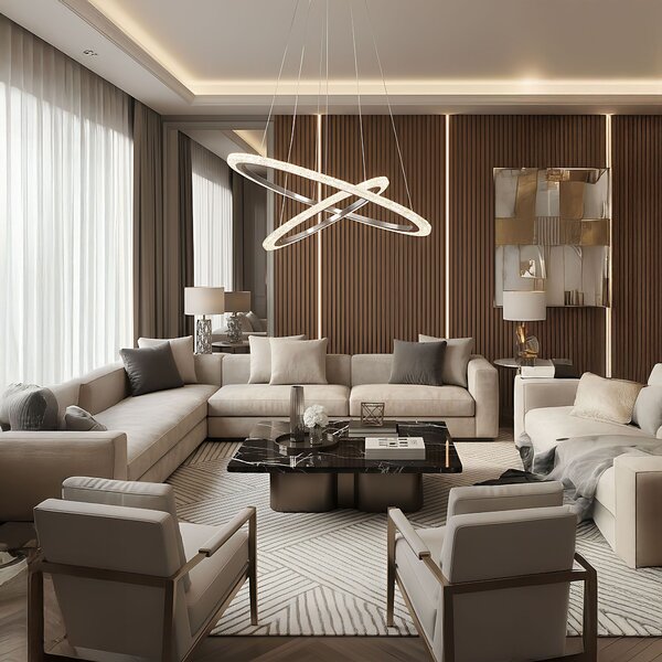 Toolight Toolight, LED závesné osvetlenie 60cm, 38W, 3500lm + diaľkové ovládanie, LHJ045-CP2, brúsená oceľ, OSW-50050