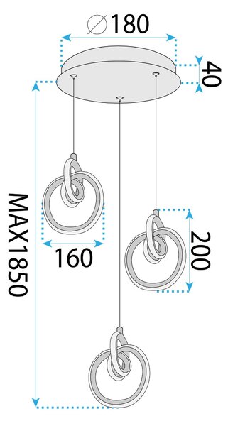 Toolight Toolight, LED závesné osvetlenie 33W, 3000K, 3500lm, LHJ093-3CP, zlatá lesklá, OSW-50066
