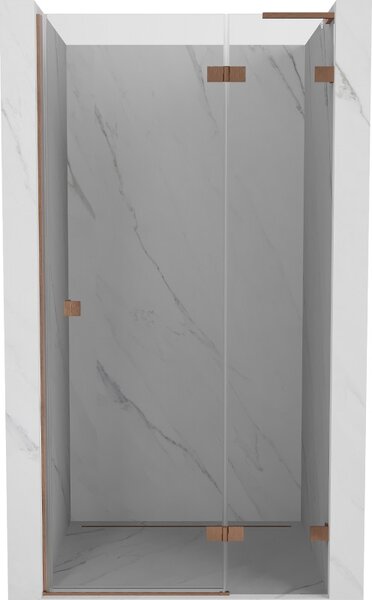 Mexen Lunar L, pravé otočné sprchové dvere 70 cm, 8mm číre sklo, medený matný profil, 834L-070-000-65-00-P