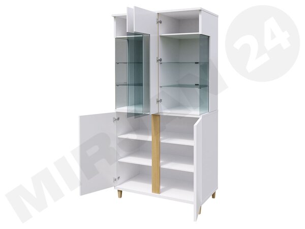 Mirjan24 Vitrína Anrok 90/200 AR12, Farby: biela / biely lesk + čierny lesk 5902928360349