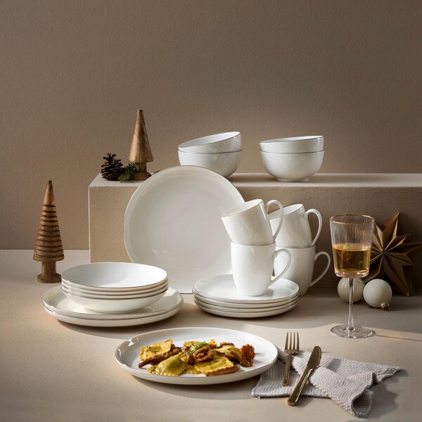 KOMBINOVANÝ SERVIS 20-dielne, nový kostný porcelán (new bone china) keramika Novel - Jedálenské sety