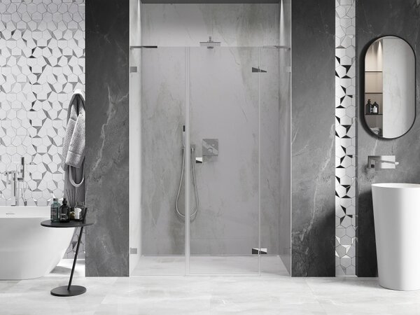 Mexen Lunar L, pravé otočné sprchové dvere 120 cm, číre sklo, chrómový profil, 834SL-120-050-01-00-P