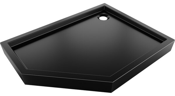Mexen Flow+ päťuholníková sprchová vanička, pravá 90 x 80 cm, čierna matná, 46P708090RH