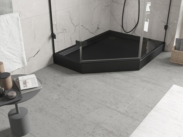 Mexen Flow+ päťuholníková sprchová vanička, pravá 90 x 80 cm, čierna matná, 46P708090RH