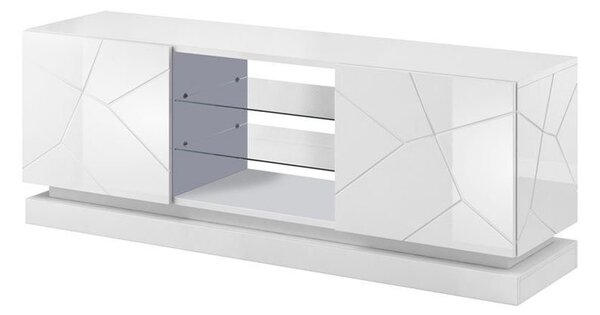 Mirjan24 TV stolík Agnes 160, Osvetlenie: bez osvetlenia, Farby: biela / biely lesk 5902928424027