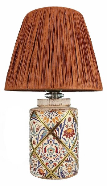 Stolová lampa v terakotovej farbe s tienidlom z papierového výpletu (výška 40 cm) Alev – Opviq lights