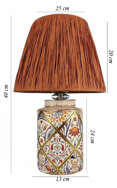 Stolová lampa v terakotovej farbe s tienidlom z papierového výpletu (výška 40 cm) Alev – Opviq lights