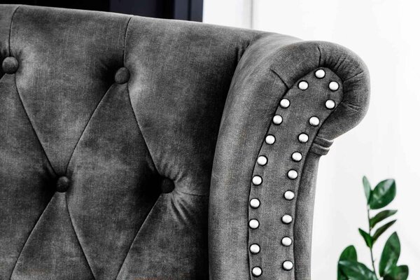 Dizajnové kreslo Chesterfield sivý zamat