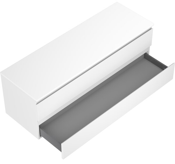 Mexen Orio, kúpeľňová skrinka pod umývadlo 140 cm s hornou časťou, 2 zásuvky, biela matná, 91A10-14047-2-BFFC01