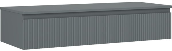 Mexen Rivel, kúpeľňová skrinka 120 cm s hornou časťou, 1 zásuvka, drážkovaná, grafit matná - 91A20-12023-1-BFC66
