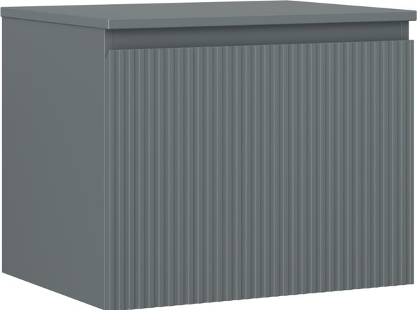 Mexen Rivel, kúpeľňová skrinka 60 cm s hornou doskou, 1 zásuvka, drážkovaná, grafitová matná, 91A20-06047-1-BFC66