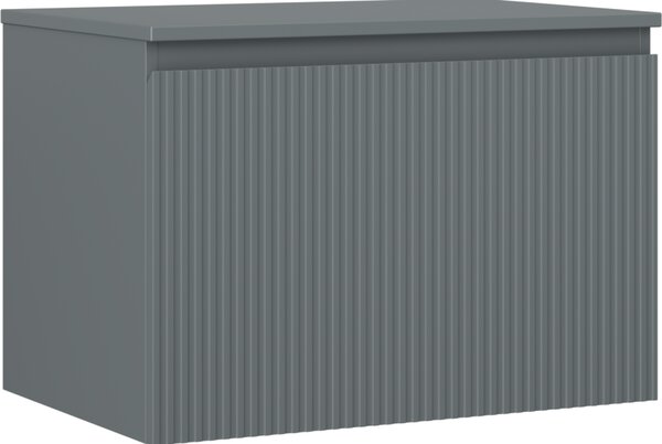 Mexen Rivel, kúpeľňová skrinka 70 cm s hornou doskou, 1 zásuvka, drážkovaná, grafitová matná, 91A20-07047-1-BFC66