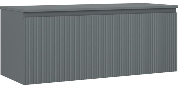 Mexen Rivel, kúpeľňová skrinka 120 cm s hornou časťou, 1 zásuvka, drážkovaná, grafitová matná, 91A20-12047-1-BFC66