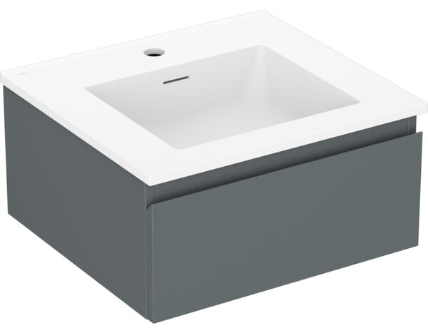 Mexen Orio, kúpeľňová skrinka 50 cm s umývadlom Otis, 1 zásuvka, grafitová matná/biela matná, 91A10-05023-1-BF66-W18M01