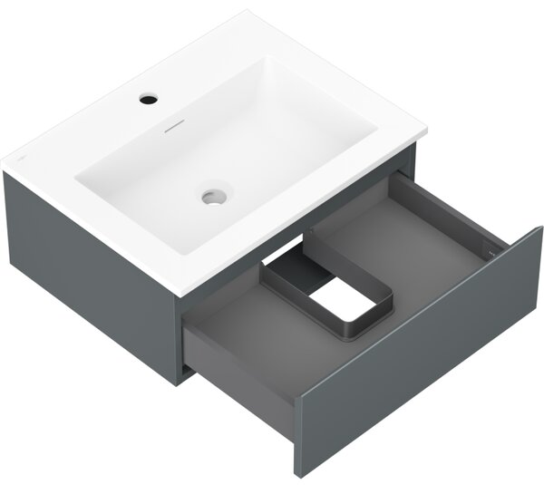 Mexen Orio, kúpeľňová skrinka 60 cm s umývadlom Otis, 1 zásuvka, grafitová matná/biela matná, 91A10-06023-1-BF66-W18M01