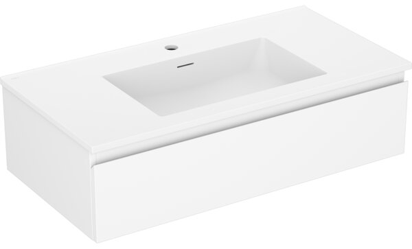 Mexen Orio, kúpeľňová skrinka 90 cm s umývadlom Otis, 1 zásuvka, biela matná, 91A10-09023-1-BF01-W18M01