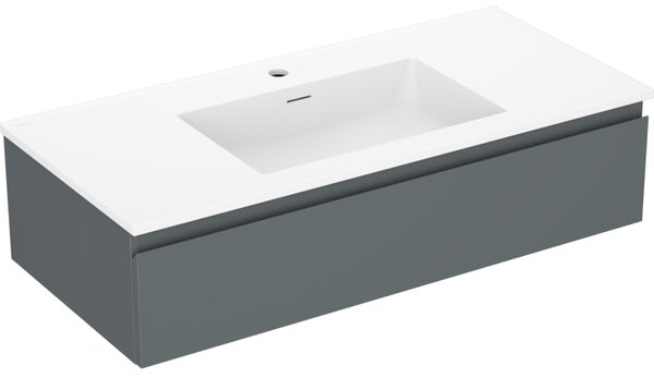 Mexen Orio, kúpeľňová skrinka 100 cm s umývadlom Otis, 1 zásuvka, grafitová matná/biela matná, 91A10-10023-1-BF66-W18M01