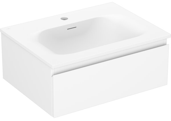 Mexen Orio, kúpeľňová skrinka 60 cm s umývadlom Vela, 1 zásuvka, biela matná, 91A10-06023-1-BF01-W23M01