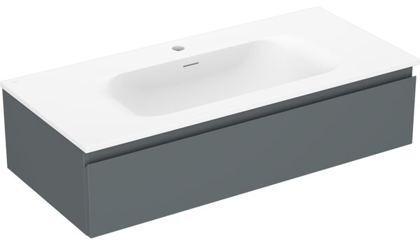 Mexen Orio, kúpeľňová skrinka 100 cm s umývadlom Vela, 1 zásuvka, grafitová matná/biela matná, 91A10-10023-1-BF66-W23M01