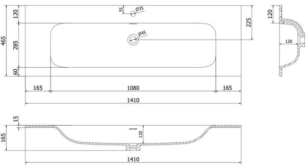 Mexen Orio, kúpeľňová skrinka 140 cm s umývadlom Vela, 2 zásuvky, biela matná, 91A10-14047-2-BFF01-W23M01